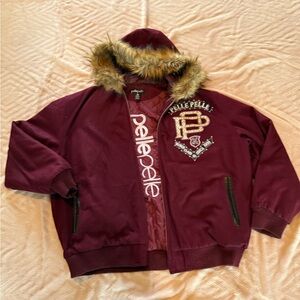 Pelle Pelle Burgundy Jacket with Fur Hood